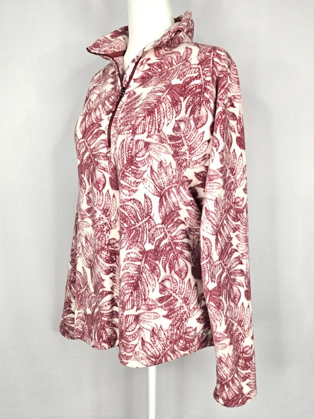 Eddie Bauer | Women's Quarter Zip Fleece | Rose Palm Print | Size XL